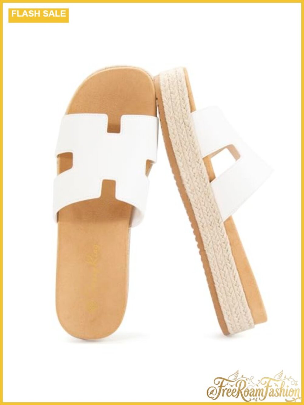 Faux Leather Platform Wedge Espadrille Sandals Slip On Open Toe Summer Slides
